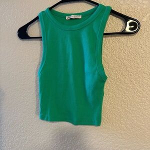 Green Ribbed Tank Top